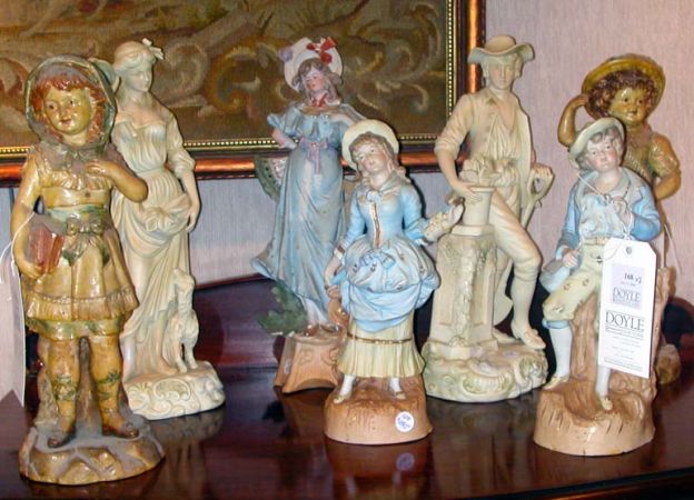 Lot image - Group of Seven Bisque and Composition Figurines