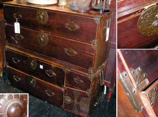 Lot image - Korean Metal Mounted Two-Part Chest