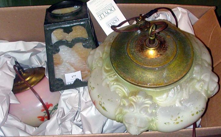 Lot image - Miscellaneous Group of Glass and Metal Shades and Lamps