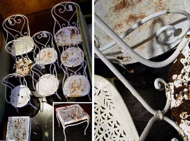 Lot image - Miscellaneous Group of Ten White Painted Iron Side Chairs