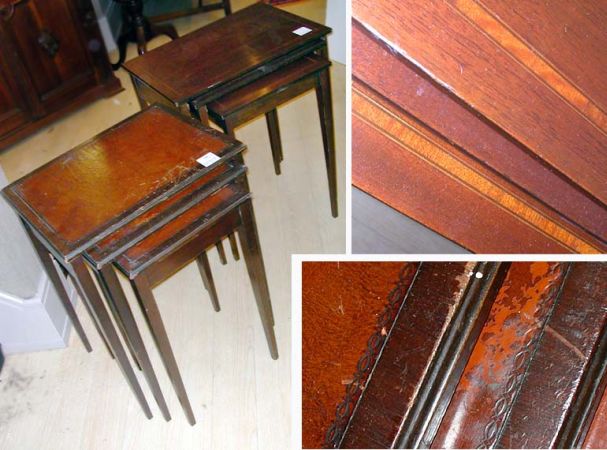 Lot image - Two Georgian Style Mahogany Nests of Three Tables