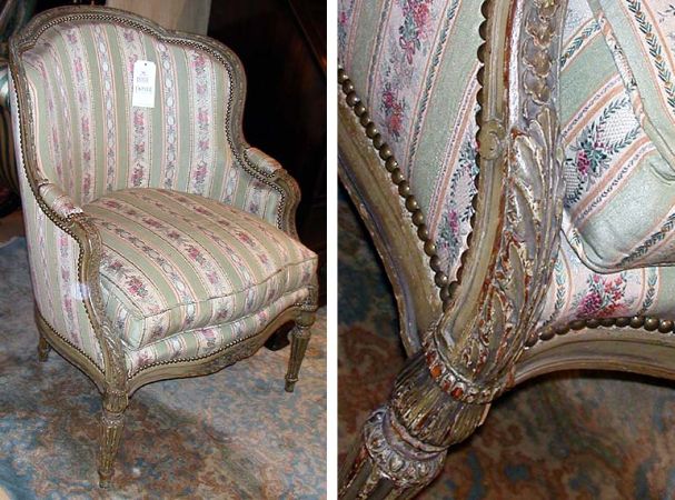 Lot image - Louis XVI Style Green Painted Bergere