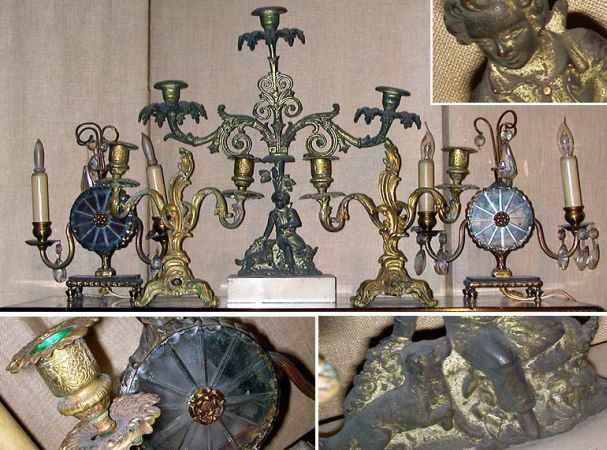 Lot image - Miscellaneous Group of Five Metal Candelabra