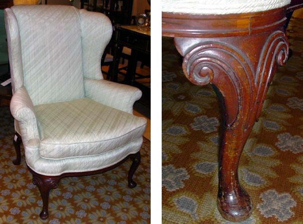 Lot image - Georgian Style Walnut Wing Chair