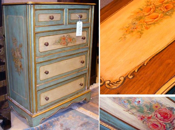 Lot image - Neoclassical Style Painted Five-Drawer Commode