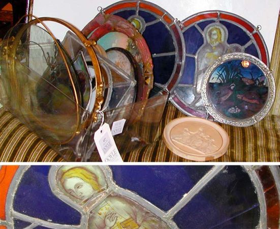 Lot image - Miscellaneous Group of Leaded Glass and Other Similar Wall Appliques