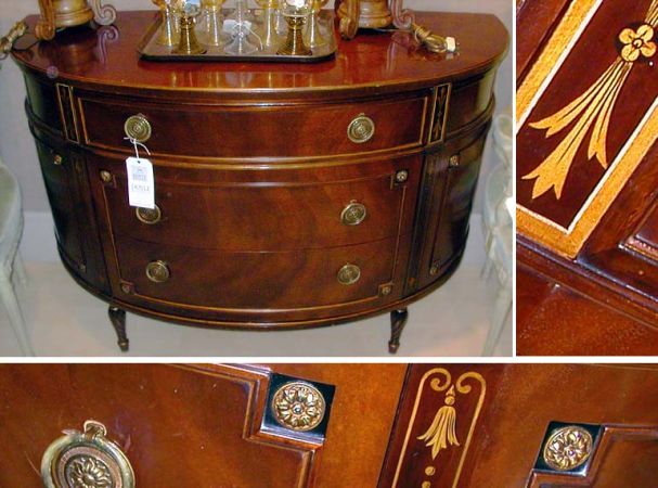 Lot image - Louis XVI Style Mahogany Demilune Commode