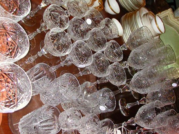 Lot image - Miscellaneous Group of Hawkes Style Etched Crystal Tableware