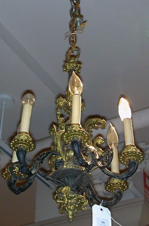 Lot image - Louis XV Style Gilt and Patinated-Metal Six-Light Chandelier