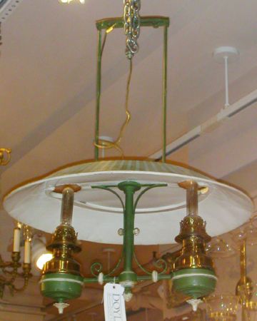Lot image - Victorian Style Painted Tole Two-Light Pool Fixture