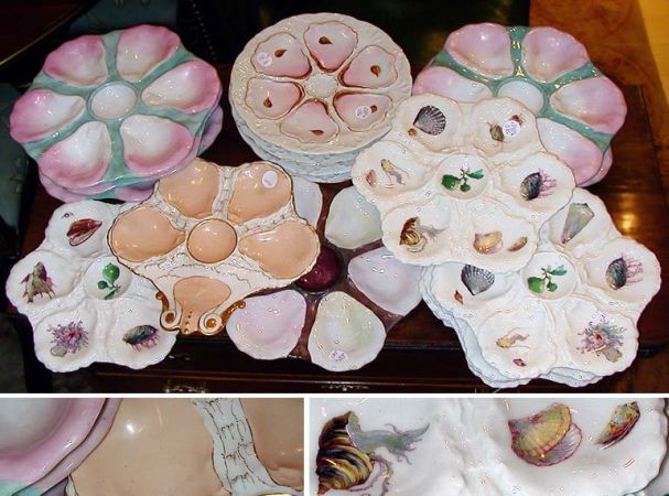 Lot image - Miscellaneous Group of Limoges and Other Porcelain Oyster Plates