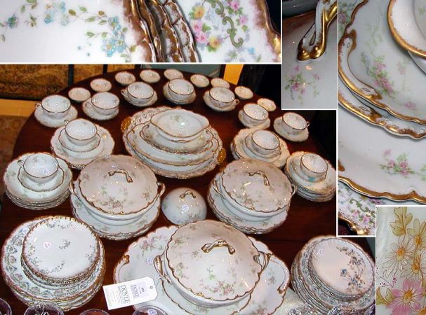 Lot image - Limoges Floral Decorated Porcelain Partial Dinner Service