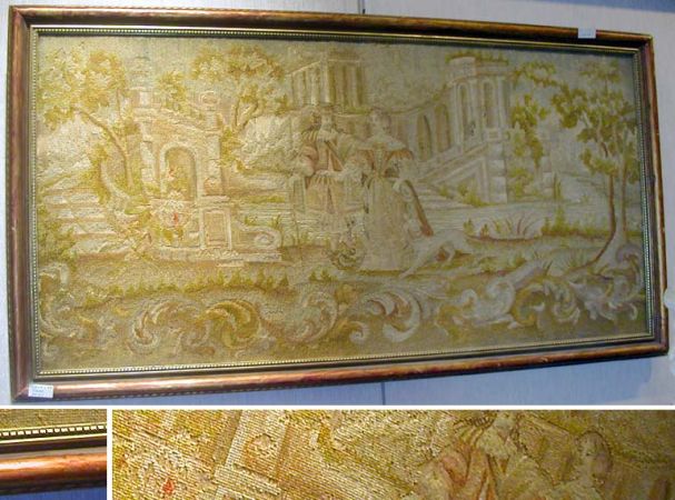 Lot image - Framed Needlework Picture of Lovers