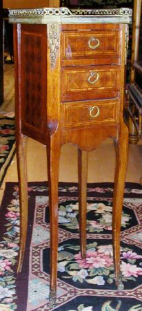 Lot image - Louis XV Style Gilt-Metal Mounted Marble Top Three-Drawer Table en Chiffonniere