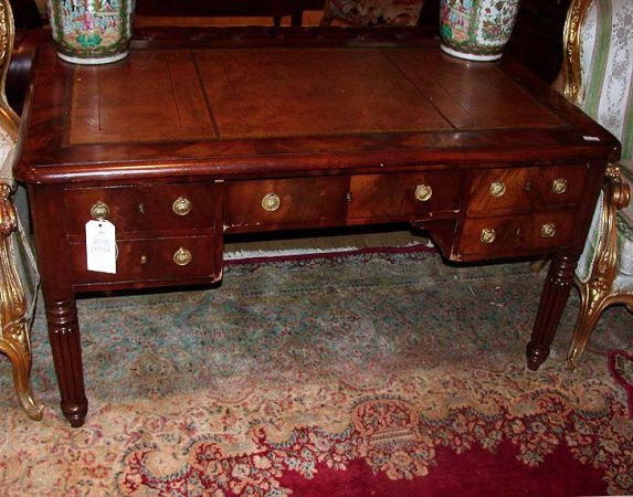 Lot image - William IV Mahogany Leather Inset Top Writing Desk