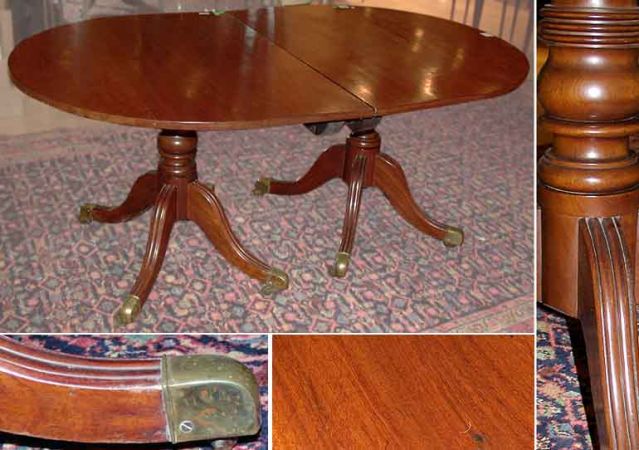 Lot image - Assembled Victorian Mahogany Triple-Pedestal Dining Table with Two Leaves