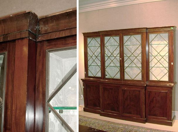 Lot image - George III Style Mahogany Breakfront Bookcase