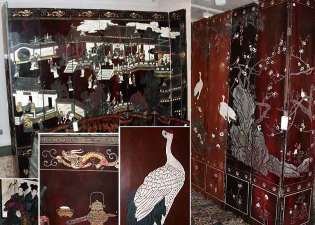 Lot image - Chinese Coromandel Eight-Panel Floor Screen