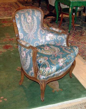 Lot image - Pair of Louis XV Style Oak Upholstered Bergeres