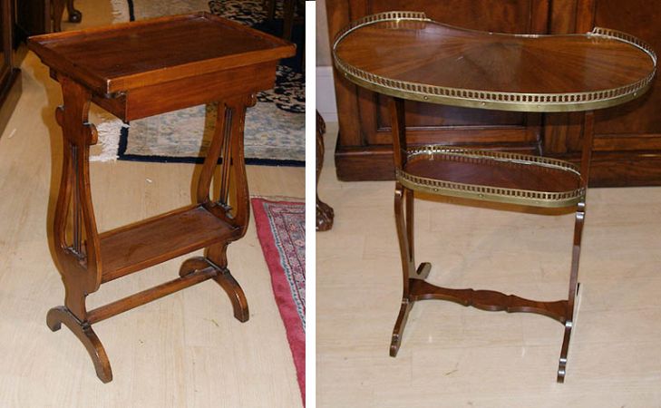 Lot image - Provincial Louis XVI Style Mahogany Vide Poche; Together with a Louis XV Style Gilt-Metal Mounted Kingwood Reniform Side Table