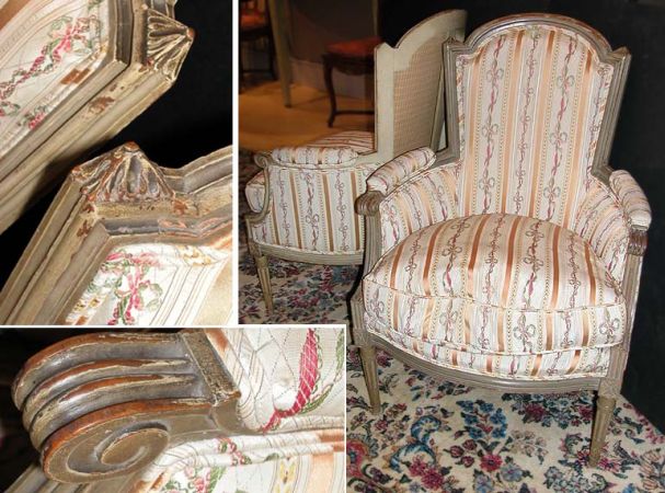 Lot image - Pair of Louis XVI Style White Painted Bergeres
