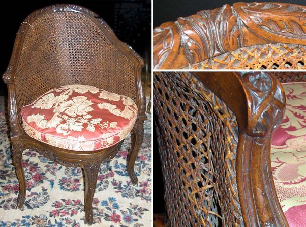 Lot image - Louis XV Style Beechwood and Caned Desk Chair