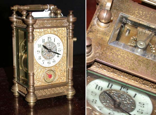 Lot image - French Gilt-Metal Carriage Clock