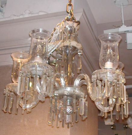 Lot image - Georgian Style Colorless Cut Glass Five-Light Chandelier