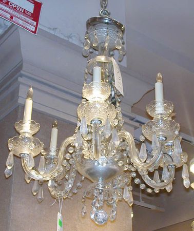 Lot image - Georgian Style Cut Glass Six-Light Chandelier