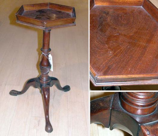 Lot image - George III Style Mahogany Hexagonal Tray Top Tripod Side Table