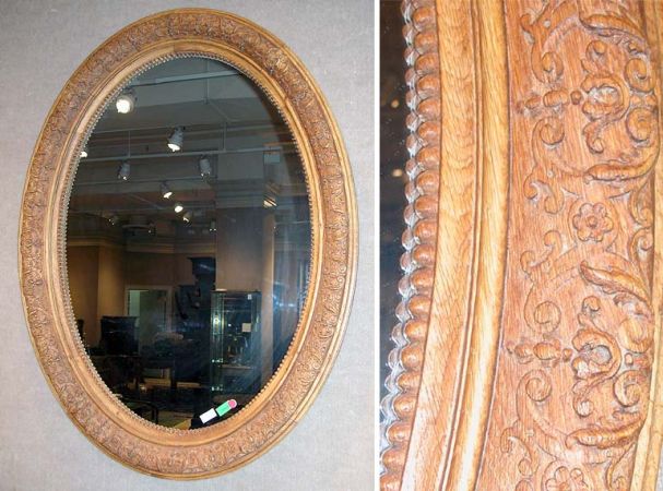 Lot image - Georgian Style Oak Oval Mirror
