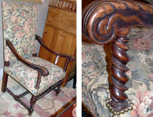 Lot image - Continental Baroque Style Walnut High Back Armchair