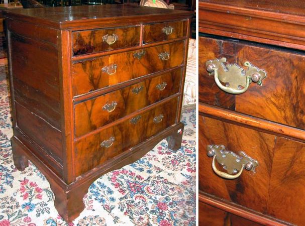 Lot image - George III Mahogany and Walnut Chest of Drawers