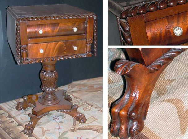 Lot image - Classical Style Mahogany Two-Drawer Drop-Leaf Side Table