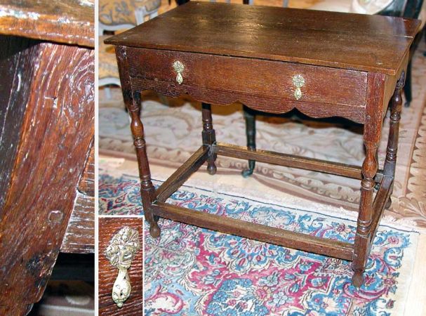 Lot image - Provincial Baroque Style Oak Single-Drawer Side Table