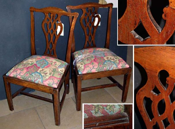 Lot image - Pair of George III Mahogany Side Chairs