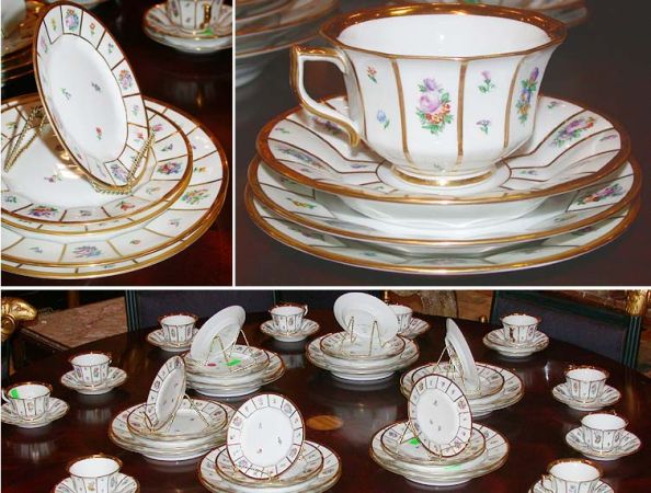 Lot image - Royal Copenhagen Gilt and Floral Decorated Porcelain Dessert Service