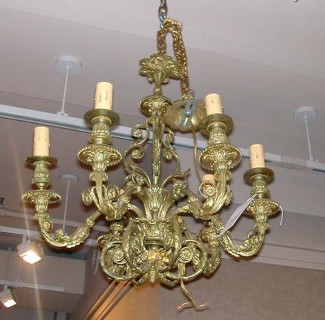 Lot image - Louis XVI Style Gilt-Metal Six-Light Chandelier