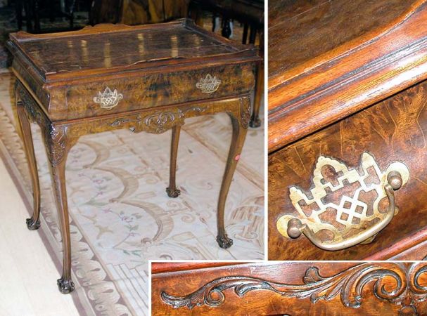 Lot image - Georgian Style Walnut Tray Top Single-Drawer Side Table