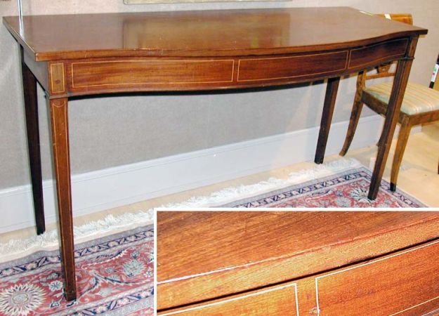 Lot image - George III Inlaid Mahogany Serpentine Front Serving Table