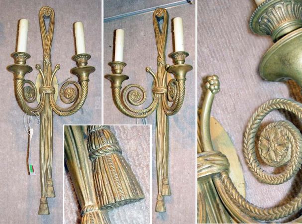 Lot image - Pair of Louis XVI Style Gilt-Metal Two-light Sconces