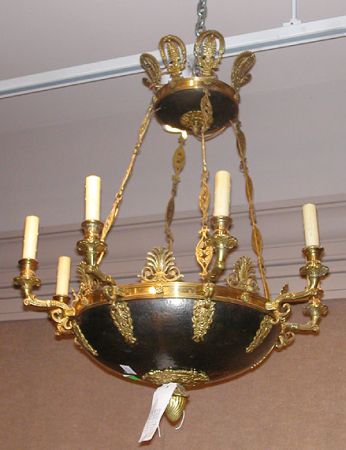 Lot image - Empire Style Gilt and Patinated-Metal Eight-Light Chandelier