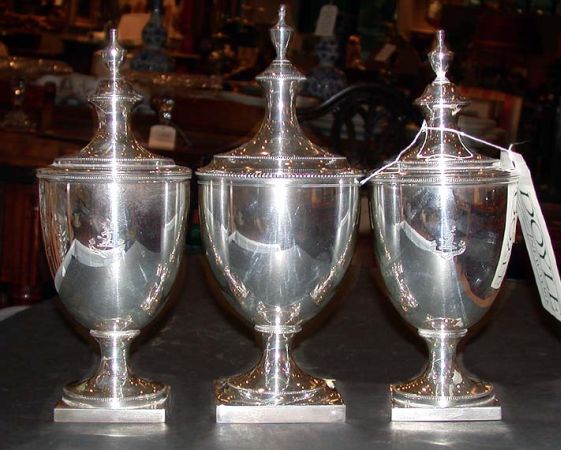 Lot image - Three Tiffany & Co. Sterling Silver Covered Urns
