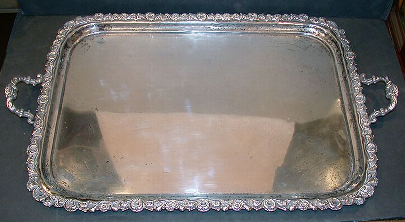 Lot image - English Silver Two-Handled Serving Tray