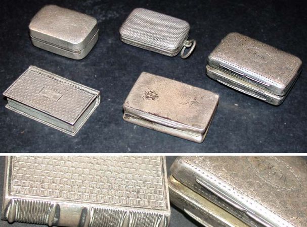 Lot image - Group of Five English Silver Vinaigrettes