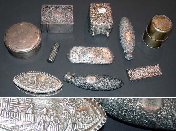 Lot image - Miscellaneous Group of Ten American Sterling Silver Boxes and Vanity Items