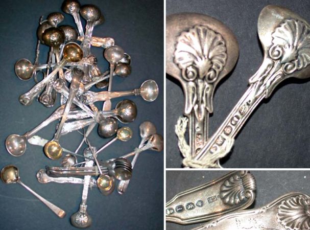 Lot image - Miscellaneous Group of English Silver Condiment Spoons