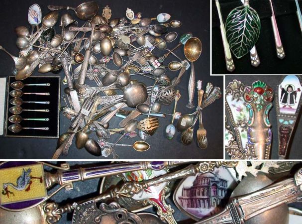 Lot image - Miscellaneous Group of Silver and Enamel Souvenir Spoons