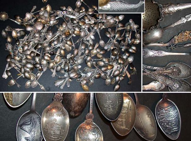 Lot image - Miscellaneous Group of Silver, Sterling Silver and Enamel Souvenir Spoons