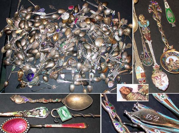 Lot image - Miscellaneous Group of Silver and Enamel Souvenir Spoons